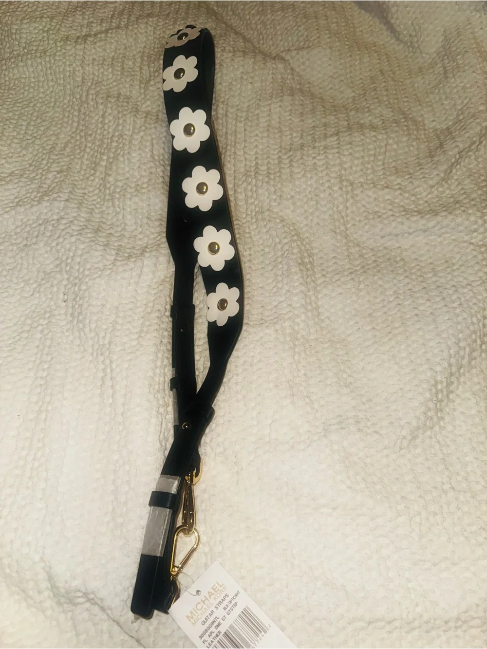 Michael Kor/MK Black Floral Appliqué Bag Strap, guitar strap 🌼 NWT- - Picture 7 of 14